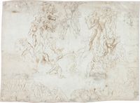 Schizzo dal Giudizio Universale di Michelangelo.