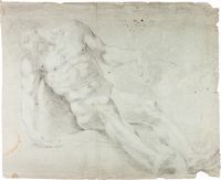 Cristo Morto (reto). Studi di panneggio (verso).