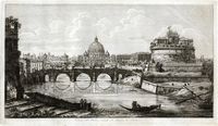 Veduta del Ponte, e Castello S. Angelo, in Roma.