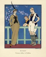 2 tavole dalla 'Gazette du Bon Ton': La saison des prunes mirabelles (pl. 46, mai 1914), Rugby (pl. 39, avril 1914).