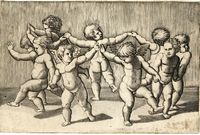 Danza di due amorini con sette fanciulli. Da Marcantonio Raimondi.