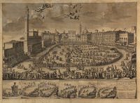 Prospetto della Piazza di Siena colla Comparsa delle Contrade e Corsa del Palio Rappresentata il 2 di luglio 1717 dalla Nobil Conversazione del Casino.