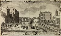 Cinque grandi vedute di Vicenza dalla raccolta delle dodici delineate ed incise da Cristoforo Dall'Acqua tra il 1760 ed il 1764.