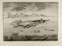 Quattro vedute dell'Isola Bella, dalla raccolta Ville di delizia nell'edizione del 1743.