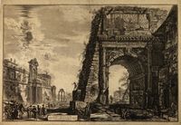 L'arco di Tito con il casino Farnese sulla sinistra.