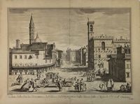 Veduta del Ponte a S. Trinita, della Chiesa di S. Trinita, e della Colonna inalzata da Cosimo I.