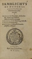 De mysteriis Aegyptiorum, Chaldaeorum, Assyriorum.