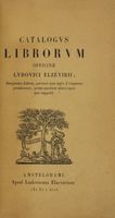 Catalogus librorum Officinae Ludovici Elzevirii...