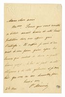 Lettera autografa firmata inviata a Monsieur Mallac.
