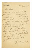 Lettera autografa firmata inviata al patriota e rivoluzionario Giovanni Battista Carta.