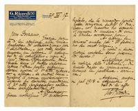 Lettera autografa firmata inviata al M Giovacchino Forzano.