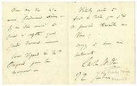 Lettera autografa firmata del celebre organista francese.