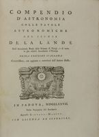 Compendio d'astronomia colle tavole astronomiche...