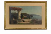 Lotto composto di due dipinti raffiguranti la Costiera Amalfitana.
