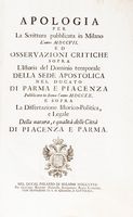Apologia per la scrittura pubblicata in Milano l'anno 1707 ed osservazioni critiche sopra l'istoria del Domino temporale della sede apostolica nel ducato di Parma e Piacenzà