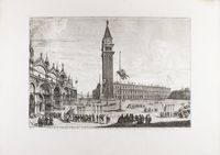 Piazza San Marco dalla torre dell'orologio - Forum maius et Basilica D. Marci, cum insula procul S. Georgij maioris et aedes D: Marci Procuratorum, vulgo novae ad dexteram: omnia ab horologio prospecta.