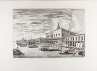 Il bacino di San Marco con il palazzo ducale - Forum minus D: Marci ab aestuarijs conspectum, cum carceribus et Curia ad dexteram; et e regione Telonium, ac Templum D: Maria Salutis cesnuntur; ubi Canalis magnus initium habet.