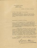Lettera dattiloscritta con firma autografa inviata al Generale Carlo Porro.