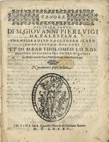 Tenore del Primo Choro (Alto del Primo Choro, Basso del Primo Choro) / Di M. Giovanni Pierluigi / da Palestina (sic) / una Messa a otto voci sopra il suo / Confitebor a due Cori.