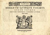 Canto (Alto) / Messa Pro Defunctis / a Quattro voci pari / del R. D. Matteo Asola Veronese / Novamente stampata & data in Luce. / Si vis etiam alterum canere Chorum in secundo volumine quaerito / A quattro voci.