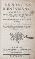 Le Bourru Bienfaisant, comèdie. En trois actes et en prose [...]; Dèdièe à Madame Marie-Adelai?de de France...