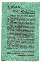 Raccolta di 8 volantini relativi a Gabriele D'Annunzio e al Partito Nazionale Fascista, insieme ai testi di canzoni fasciste per la Patria.