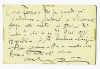Cartolina postale viagggiata autografa firmata inviata al pittore Ferruccio Pagni.