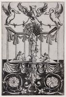 Pannello ornamentale con Diana e due figure femminili.