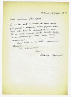 Lettera autografa firmata inviata ad Antonio Ghiringhelli.