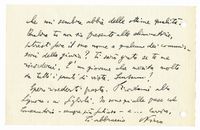 Annotazione autografa inviata al M Siciliani (Teatro alla Scala) scritta su una pagina de La Gazzetta del Mezzogiorno.
