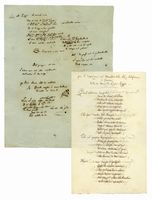 Insieme di carte autografe con schizzi, abbozzi, lettere, testi in prosa e poesia. Nell'insieme anche il testamento del poeta e una lettera (con allegato) relativi al diritto d'autore sui libretti d'opera realizzati da Felice Romani