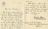 Lettera autografa firmata inviata al Cavalier Bellini, Presidente della Societ Zoofila Lombarda di Milano.