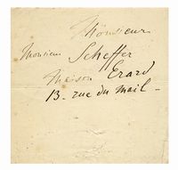 Indirizzo autografo della 'Maison Erard', celebre casa di pianoforti francesi, scritto su biglietto.	