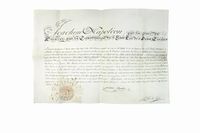 Splendida pergamena con firma autografa 'Joachim Napoleon'.