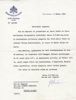 Lettera dattiloscritta con firma autografa.