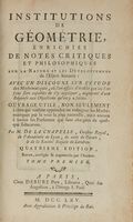 Institutions de Gomtrie, enrichies de notes critiques et philosophiques [...]. Tome premier (-second).