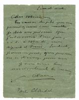 Breve lettera autografa firmata inviata alla Banque Franco Italienne pour l'Amerique du Sud.