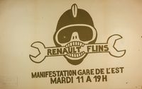Renault flins. Manifestation Gare de l'est mardi 11 a 19h.