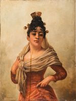 Ritratto di giovane donna in costume tradizionale spagnolo.