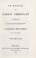 In morte di Carlo Imbonati. Versi [...] a Giulia Beccaria sua madre.