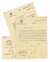 2 lettere dattiloscritte con firma autografa inviate al senatore Ginori Conti.