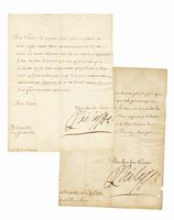 2 lettere manoscritte con firme autografe - 'Philippe' - inviate al duca della Rovere e al principe Lanti.	