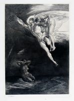 Lucifer trgt Kain empor in den unendlichen Raum (Lucifero trasporta Caino nello spazio infinito).