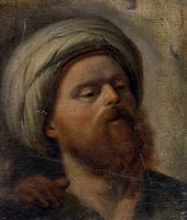 Ritratto di uomo barbuto con turbante.