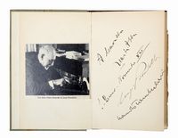 Firme autografe di Luigi Pirandello, Marta Abba e Nando Tamberlani su libro.