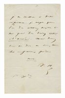 Breve lettera autografa siglata inviata a Edouard Plouvier.