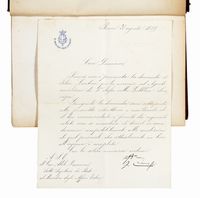 Lettera manoscritta con firma autografa inserita nella pubblicazione Scritti e discorsi politici di Francesco Crispi (1849 ? 1890).
