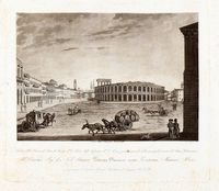 Lotto di otto incisioni da Raccolta di vedute e monumenti antichi della citta di Verona.