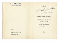 Firma autografa di Maria Callas e Pier Paolo Pasolini su men.