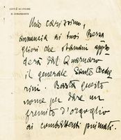 Lettera autografa firmata inviata al Comandante del 43 Battaglione.